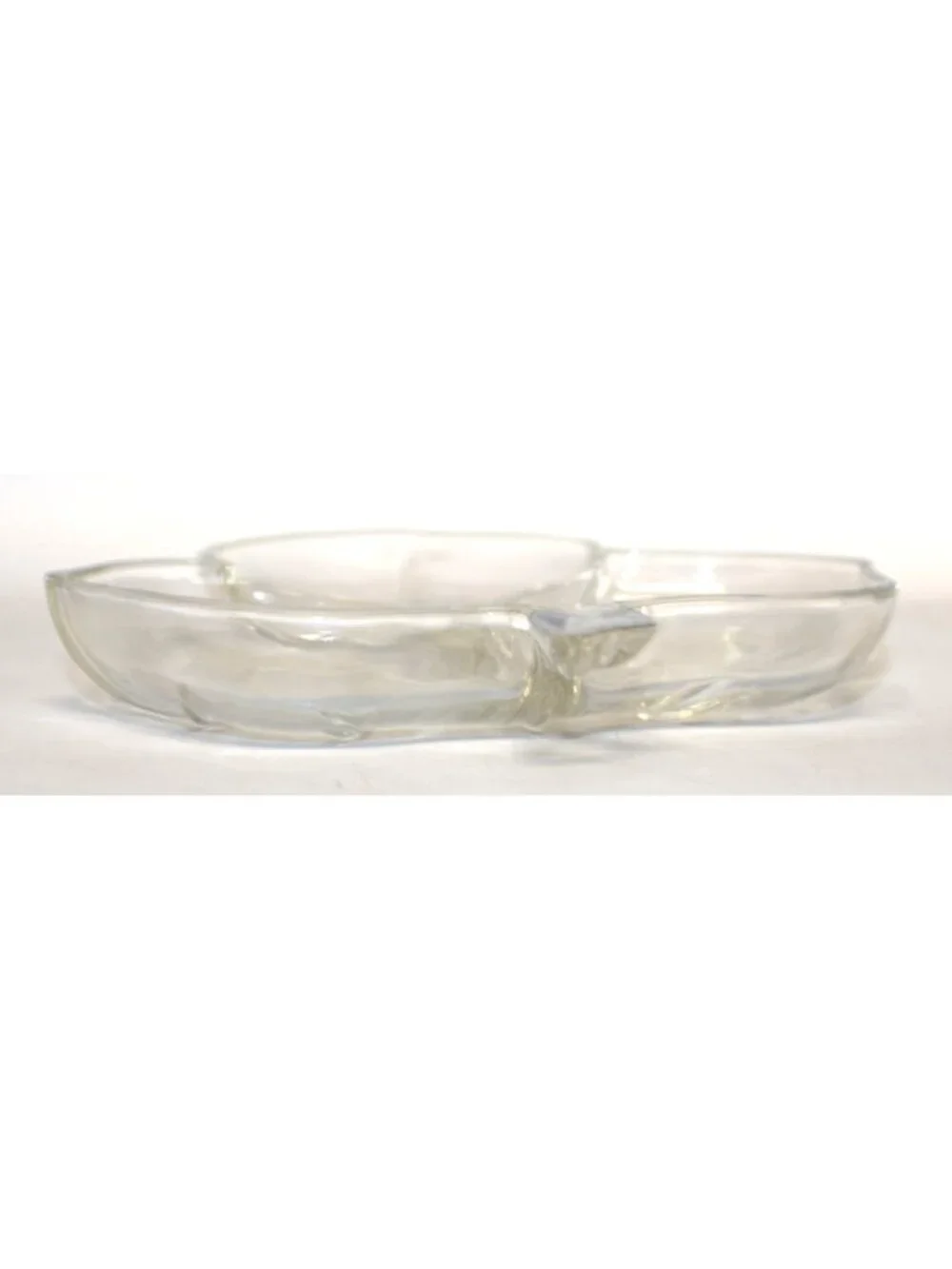 Leaf-Shaped Clear Glass Divided Serving Dish Decorative Plate 8x7